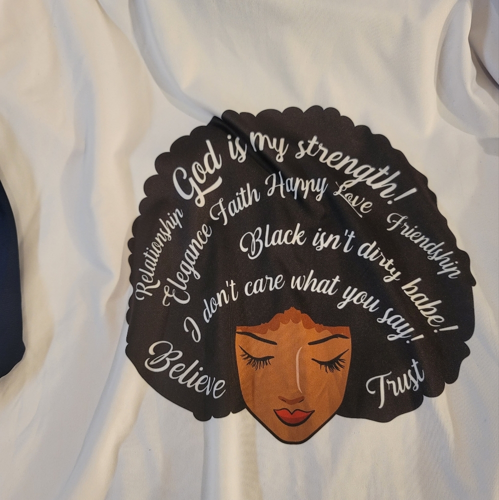 XL Casual Long Sleeve Henley Shirt Raglan Fit Black Girl Positive sayings shirt